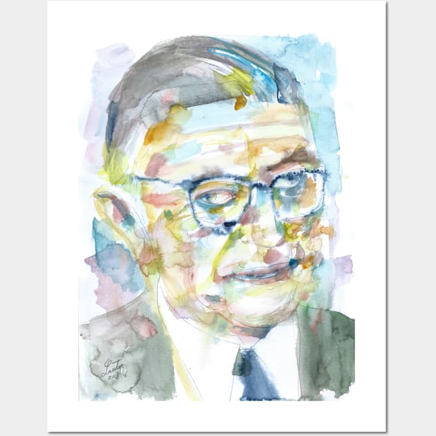 SARTRE - watercolor portrait .€ Wall Art by lautir